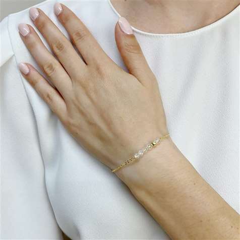 Bracciale In Dorato Con Perline Swarovski Crystal + Est in Argento 925