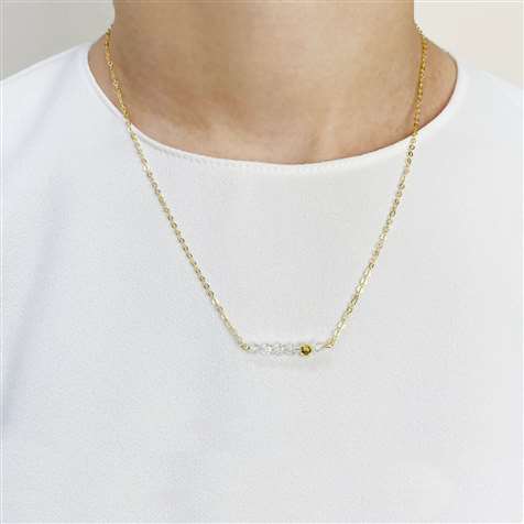 Collana In Dorato Con Perline Swarovsky Crystal + Est in Argento 925