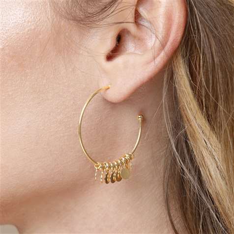 Orecchini Dorati Con Piccole Medaglie Pendenti Diametro ,5 in Argento 925