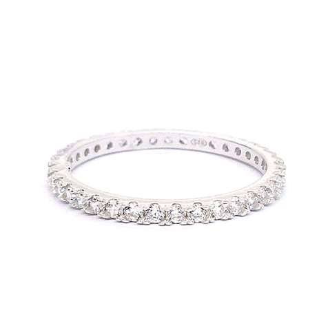 Anello Rodiato Fede Con Zirconi Tuttogiro in Argento 925