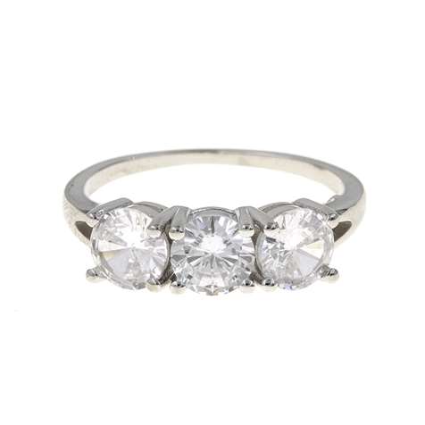 Anello Rodiato Con Zirconi Modello Trilogy in Argento 925