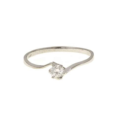 Anello Solitario Rodiato Con Zircone Torchon in Argento 925