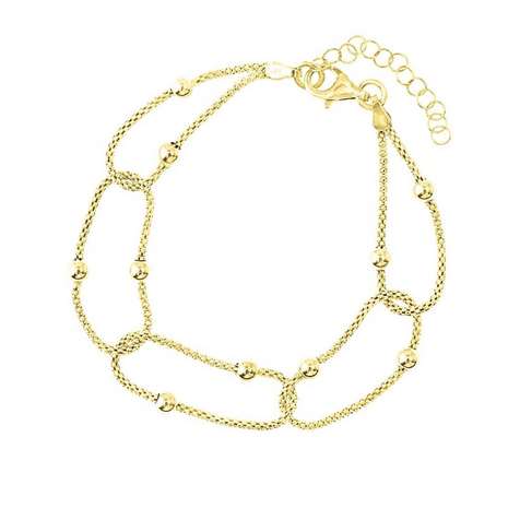 Bracciale Dorato Catena Coreana Con Palline ,5 + ,5 . Collezione Moonlight in Argento 925