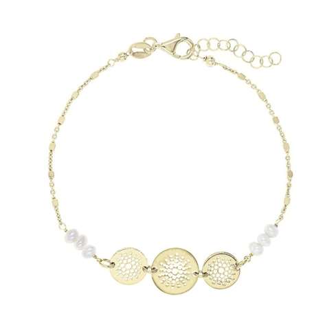 Bracciale Dorato Con Perle Di Fiume + Collezione Shining Sun in Argento 925