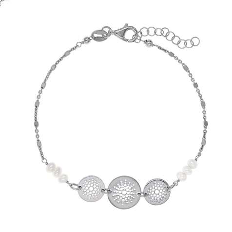 Bracciale Rodiato Con Perle Di Fiume + Collezione Shining Sun in Argento 925