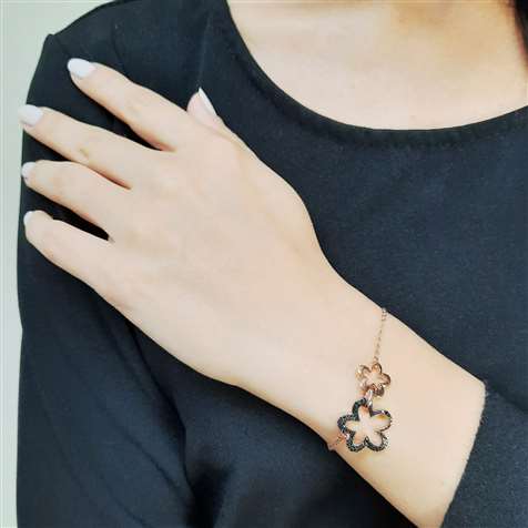 Bracciale Rose' Motivo Fiore Con Zirconi + in Argento 925