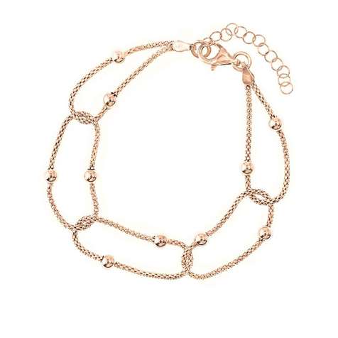 Bracciale Rose'Catena Coreana Con Palline ,5 + ,5 . Collezione Moonlight in Argento 925