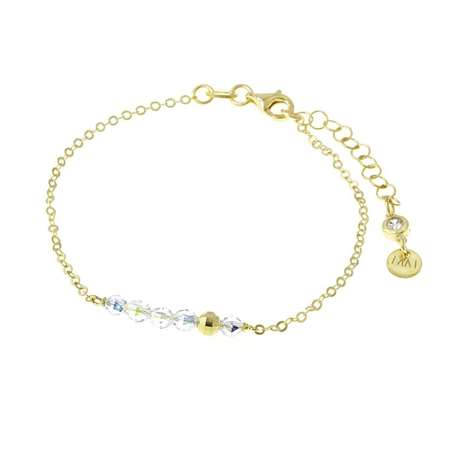 Bracciale In Dorato Con Perline Swarovski Crystal + Est in Argento 925