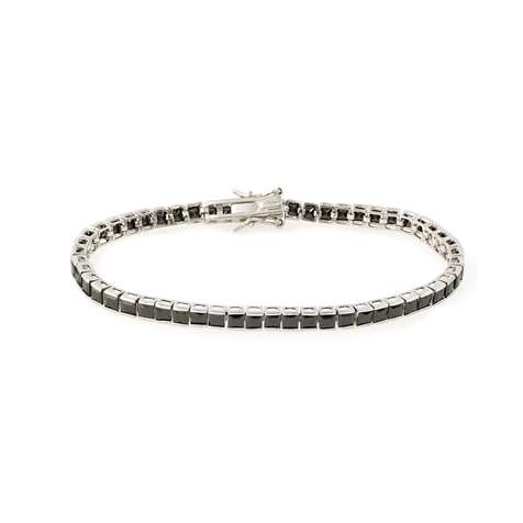 Bracciale Tennis Carré Zircone Nero Rodiato Mm. 3 Lunghezza in Argento 925