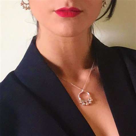 Collana Bicolore Con Pendenti Palline + in Argento 925