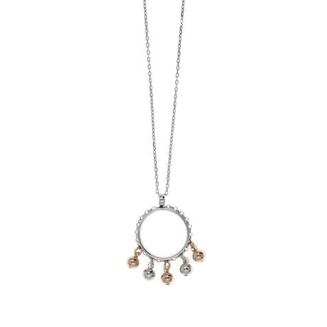 Collana Bicolore Con Pendenti Palline + in Argento 925