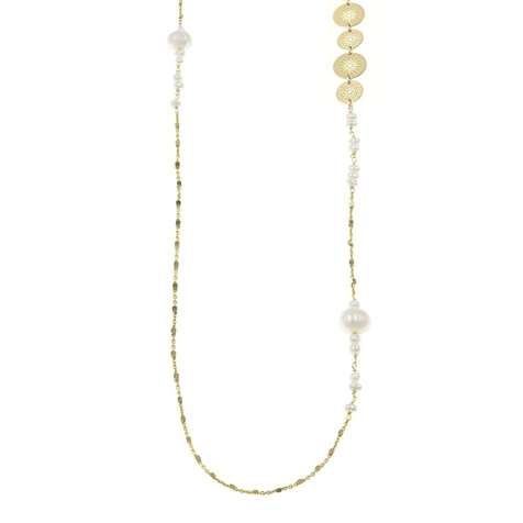 Collana Dorato Con Perle Di Fiume Collezione Shining Sun in Argento 925