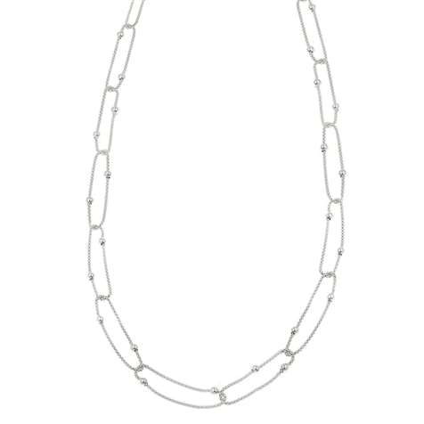 Collana Rodiato Catena Coreana Con Sfere Collezione Moonlight in Argento 925