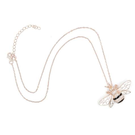 Collana Rose' Con Pendente Ape E Zirconi + in Argento 925