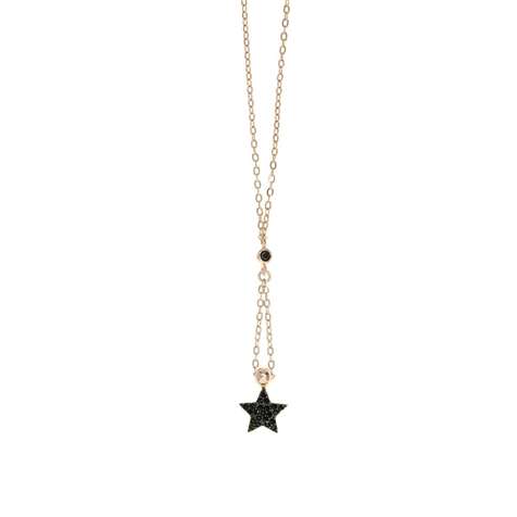 Collana Rose' Con Pendente Stella E Zirconi + in Argento 925