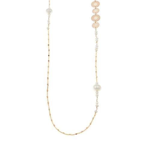 Collana Rose' Con Perle Di Fiume Collezione Shining Sun in Argento 925