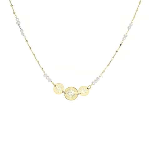 Girocollo Dorato Con Perle Di Fiume + Collezione Shining Sun in Argento 925
