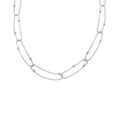 Girocollo Rodiato Catena Coreana Con Palline ,5 + ,5 . Collezione Moonlight in Argento 925