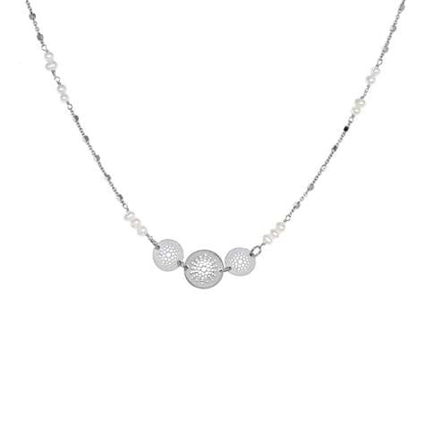 Girocollo Rodiato Con Perle Di Fiume + Collezione Shining Sun in Argento 925