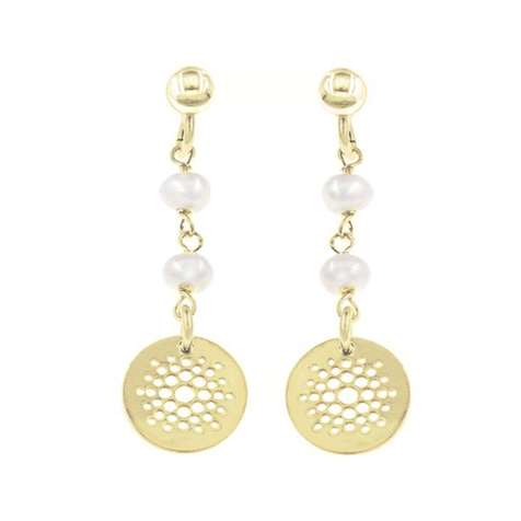 Orecchini Dorato Con Perle Di Fiume E Pendente Collezione Shining Sun in Argento 925