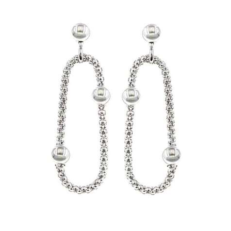 Orecchini Rodiato Con Catena Coreana E Sfere Collezione Moonlight in Argento 925