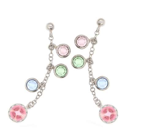 Orecchini Rodiato Con Swarovski Multicolor in Argento 925