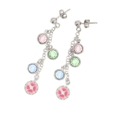 Orecchini Rodiato Con Swarovski Multicolor in Argento 925
