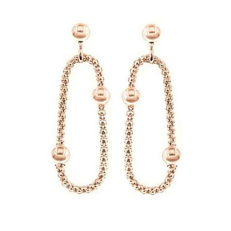 Orecchini Rose' Con Catena Coreana E Pallina Collezione Moonlight in Argento 925