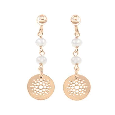 Orecchini Rose' Con Perle Di Fiume E Pendente Collezione Shining Sun in Argento 925