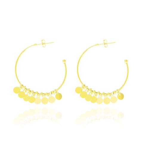 Orecchini Dorati Con Piccole Medaglie Pendenti Diametro ,5 in Argento 925