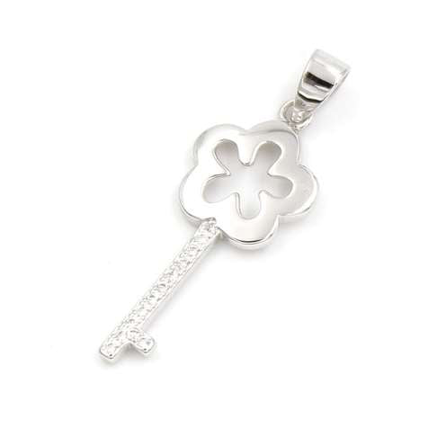 Pendente Chiave Rodiato Con Zirconi in Argento 925